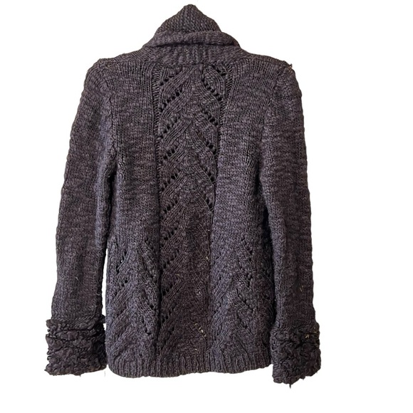 Calypso St Barth Wool & Silk Chunky Knit Blend Open Front Cardigan Sweater Black - Picture 6 of 12